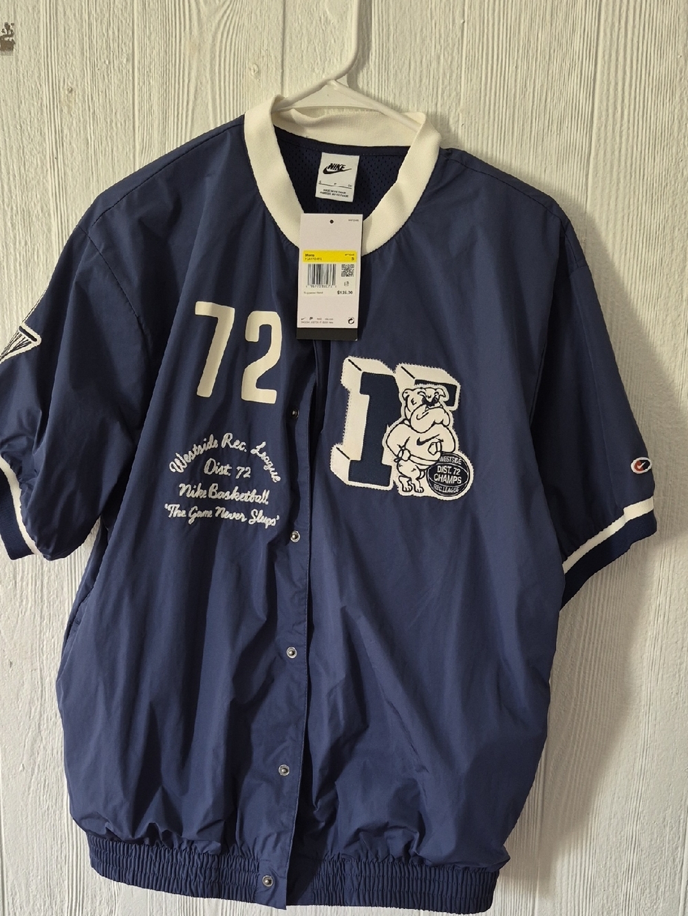 Nike Navy and White Collegiate Snap Jacket